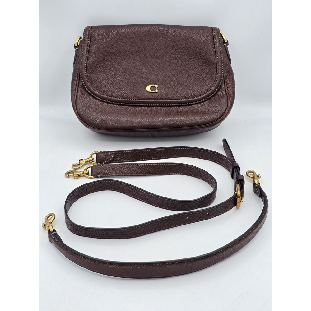 Coach Legacy Small Pebbled Leather Shoulder Crossbody Bag Brown Brass/Maple - Picture 2 of 16